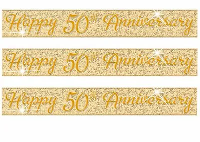 £2.99 • Buy Golden Wedding Anniversary Banner Party Decoration 50th Anniversary Bunting