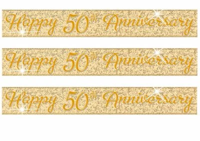 Golden Wedding Anniversary Banner Party Decoration 50th Anniversary Bunting • £2.99