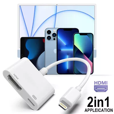 For IPhone 14 Pro Sync Screen To HDTV/Monitor/Projector 8pin To HDMI Connector • $24.56