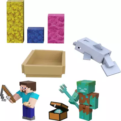 Minecraft Dolphin's Treasure Adventure Pack With 3 Action Figures & Accessories • $62.96