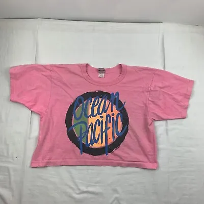 Vintage Ocean Pacific T Shirt Womens One Size Pink Crop Top Beach Vacation Surf • £36.67