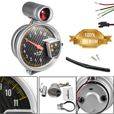 $33.59 • Buy 5Inch Carbon Style Face Tachometer Tach Gauge With Shift Light 11K Rpm