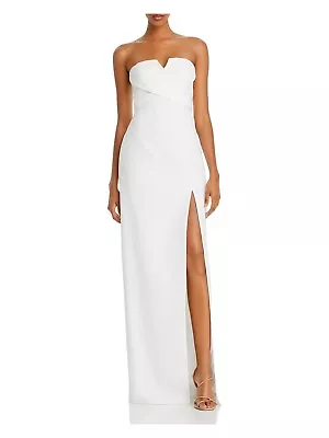AIDAN MATTOX Womens White Notched Gown Full-Length Formal Sheath Dress 6 • $21.99