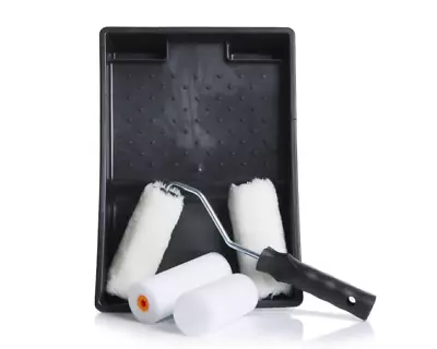 6PC Small Job Touch Up Kit PAINT ROLLER SET 4  Mini Sleeve Handle Tray Rollers • £5.99