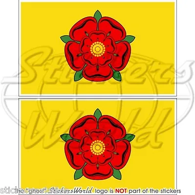 LANCASHIRE Flag Red Rose Of Lancaster UK 75mm(3 ) Bumper Stickers Decals X2 • £3.72