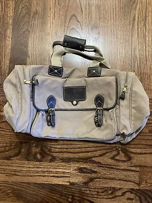 Vintage Eddie Bauer Canvas/Leather Overnight Travel Carry Duffle Bag - Tan/Brown • $50