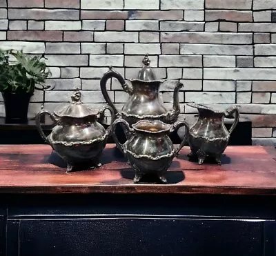 Wm Rogers Quadruple Plate TeaPot Set • $230