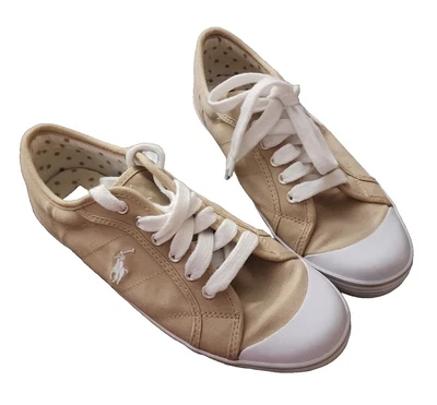$45 • Buy Polo Ralph Lauren Womens Marin Khaki Shoe Canvas Beige 7.5b