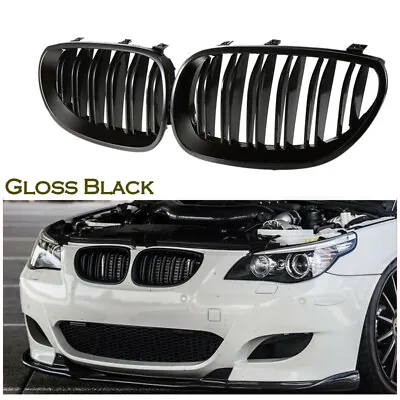 $31.99 • Buy Pair Gloss Black Front Kidney Grille Grill For BMW E60 E61 5 Series 2003-2010 AO