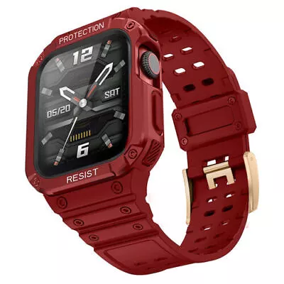 $16.14 • Buy For Apple Watch Band Case Rugged Bumper Strap IWatch SE Series 8 7 6 3 2 45 42mm