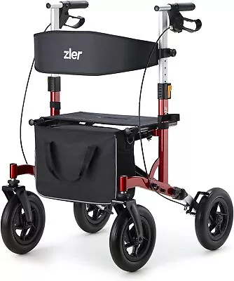 Zler Rollator Walker With PU Solid Tires 300lbs Mobility Aids Rolling W/Backrest • $178.99