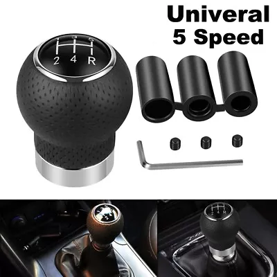 Black 5 Speed Car Gear Shift Knob Lever Shifter PU Ball Stick Manual Replacement • $19.99