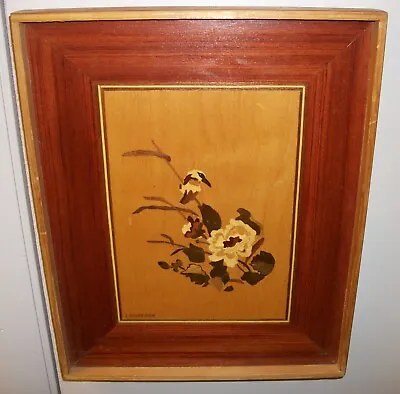 Marquetry By Oscar Schreiner Kingfisher Bird & Flower Wood Inlay 13.25 X10.75  • $75