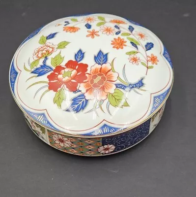 Vintage Porcelain Trinket Box Floral Made In Japan Round 3 X6.5   • $16.99