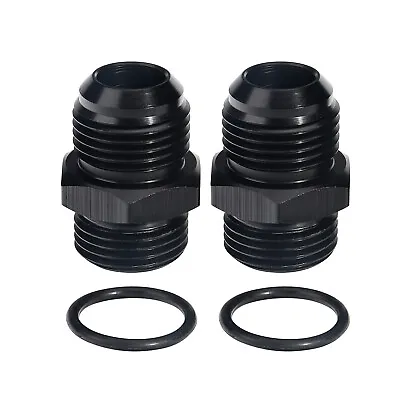 $9.99 • Buy (2) 8AN O-ring Boss To AN8 AN-8 Male Straight Adapter Fitting Aluminum Black