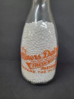 Vintage MINERS DAIRY Quart Milk Bottle VGC • $14.99