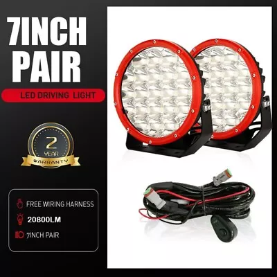 Pair 7 Inch LED SPOT Driving Lights Round Work Offroad4x4 12V Black Fog • $89.92