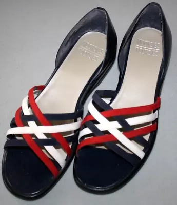  Mootsies Tootsies  Slip On Sandals~Leather~Red/White/Blue~8 1/2 M • $32