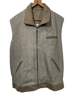 Men's Vintage Tweed Gilet Waistcoat Sleeveless Hunting Jacket Bodywarmer Vest 44 • $165