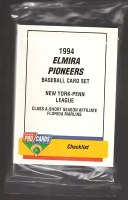 1994 PROCARDS Elmira Pioneers Factory Sealed Set Single A SS Florida Marlins • $12