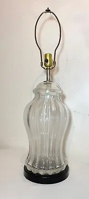 Large Vintage Hand Blown Murano Urn Style Clear Art Glass Electric Table Lamp • $349.99