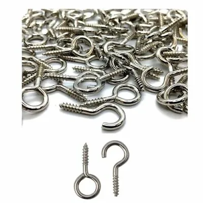 Hooks And Eyes For Net Curtain Wire Silver Chrome Screws Picture Hanging Frame • £0.99