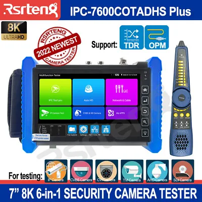 Rsrteng 7  8K IP Camera Tester 4K CCTV Tester AHD CVI TVI SDI VGA HDMI TDR OPM • $505