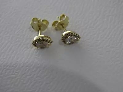 $59.95 • Buy Pandora Earrings Radiant Teardrop Studs Sterling Silver Gold Plated
