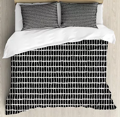 Geometric Duvet Cover Set Retro Mesh Grid Pattern • £41.99