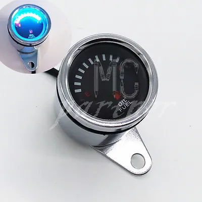 Universal Motorcycle 12V Chrome LED Digital Oil Fuel Lever Gauge Waterproof • $18.59