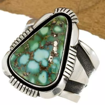 Turquoise Ring 13 COOPER WILLIE Sterling Silver Navajo Sonoran Gold Mens HEAVY • $649