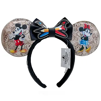 Disney Parks Loungefly Mickey Minnie Ears 100th Anniversary Sketchbook Headband • $15.65