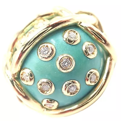 Authentic Vintage Verdura Polka Dot 18k Yellow Gold Diamond Turquoise Large Ring • $11000