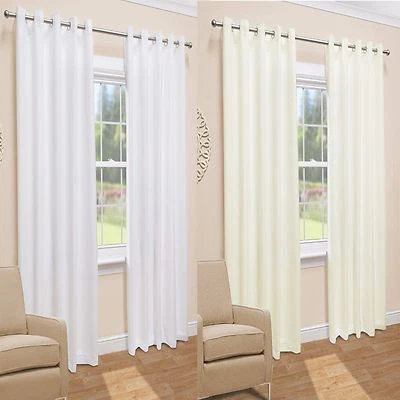 £19 • Buy Pair Of Ready Made Lined Voile Eyelet Ring Top Curtains. Cream Or White