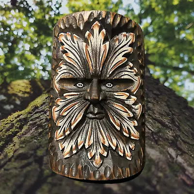 £25 • Buy Green Man Wood Carved Hand Made Painted - 25 Cm