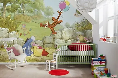 Giant Wall Mural Wallpaper Winnie The Pooh Disney Chlildrens Room DECOR Nursery • £68.99