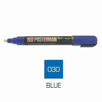 Zig Posterman 6mm Wet Wipe Liquid Chalkboard Pen Blue • £3.50