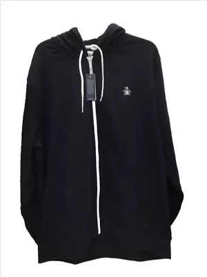 Original Penguin Men Long Sleeve Slim Fit Fleece Zip Hoodie Dark Sapphire 2XL • $59.98