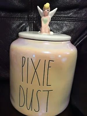 Rae Dunn Pixie Dust Tinkerbell Lidded Canister Disney Peter Pan Iridescent Pink • $40