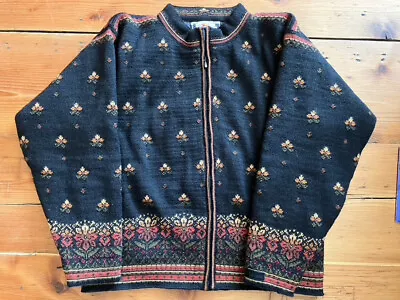 DALE Of Norway Salt Lake 2002 Olympics Zip Lined Wool Sweater Jacket Black S • £79