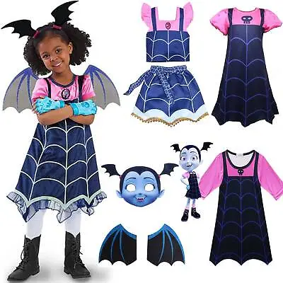 Halloween Kids Girls Vampirina Cosplay Costume Party Fancy Dress Vampire Outfit • £17.95