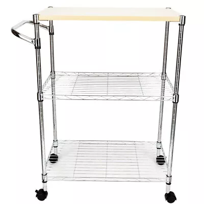 3-Tier Microwave Cart On Wheels Rolling Kitchen Service Trolley With Push Handle • $59.90