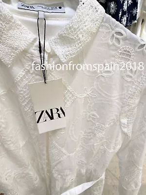 Zara New Woman Midi Zw Collection Embroidered Shirt Dress Ecru Xs-xxl 4786/092 • $129.88