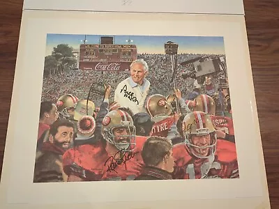 Joe Montana Bill Walsh + Autograph Signed Lithograph Poster NFL Football 49ers • $579.99