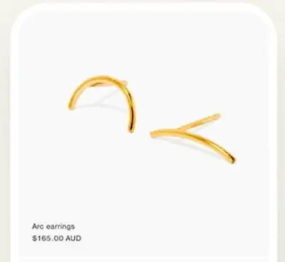 $100 • Buy Designer Sarah & Sebastian 10k Karat Carat Yellow Solid Gold Arc Stud Earrings