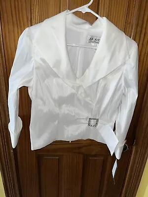 Vintage J R Nites By Caliendo Wrap Top Blouse Women Size 8 White Pleated W/Bling • $17.50