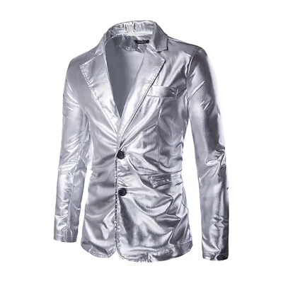 UK Mens Bling Sequins Tuxedo Suit Two Button Party Coat Blazer Gentleman Jacket • £15.88