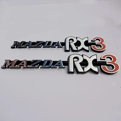MAZDA RX3 Badges X 2 Metal  Rear Quarter Chrome New For Rotary Rotor 12A 13B • $45.17