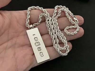 Vintage Sterling Silver Ingot Pendant With Silver Rope Chain. Heavy 61 Grams • $125.03