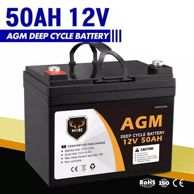 MOBI 50AH AGM Battery Deep Cycle 12V Mobility Scooter Golf Cart Camping Volt • $129.95